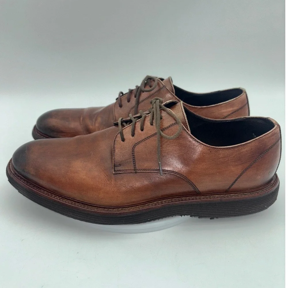 JOHNSTON & MURPHY Collection Mens Brown Leather Shoe Sneaker Dress Derby‎ Italy